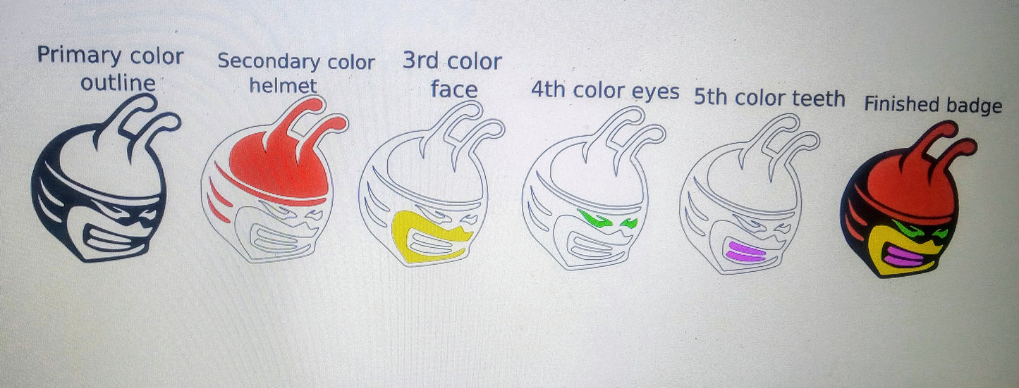 Bee head car badges, 5 color customize-able. 2 included.
