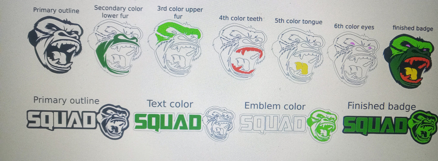 Gorilla car badge set