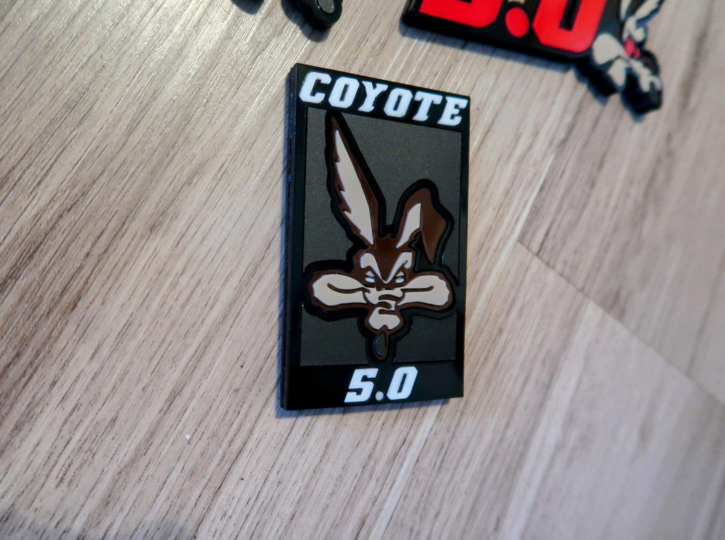 Coyote 5.0 set. With custom text. Includes all 3 badges.