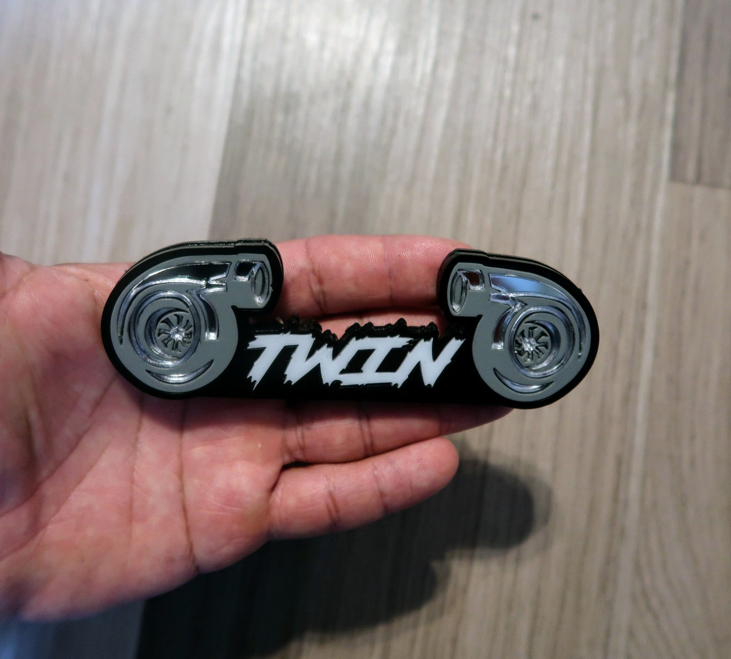 Twin Turbo badge. Includes 1.