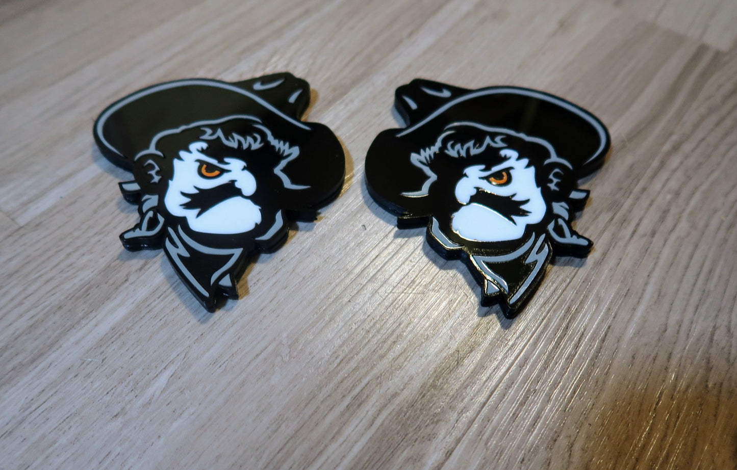 Pistol Pete fender badges. Includes 2.