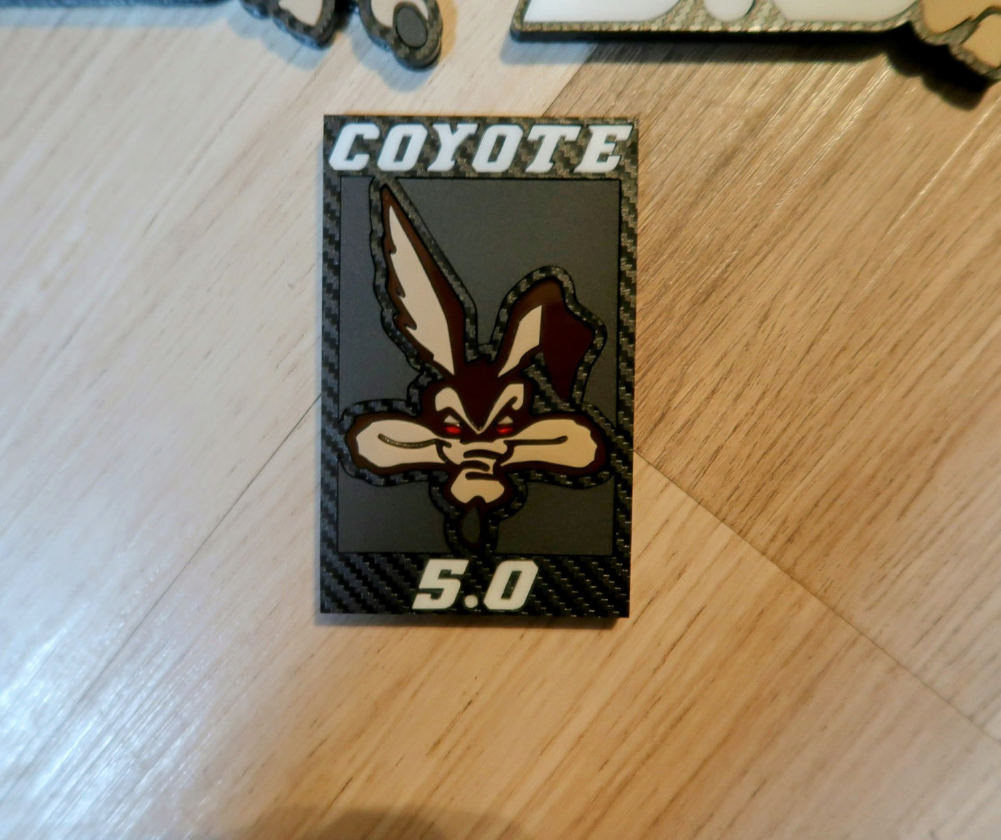 Coyote 5.0 set. With custom text. Includes all 3 badges.
