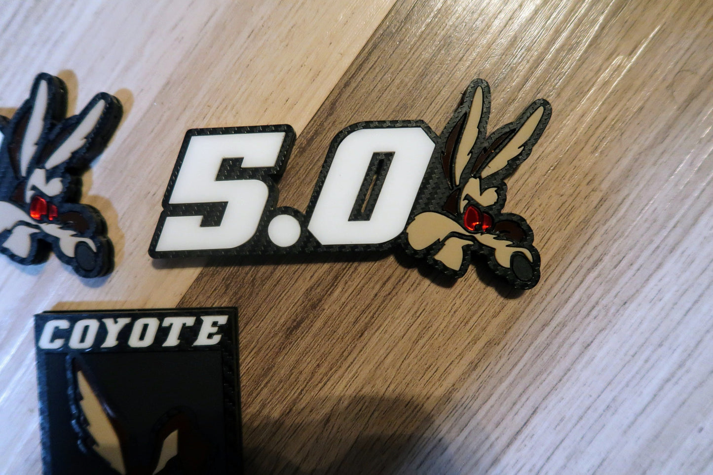 Coyote 5.0 set. With custom text. Includes all 3 badges.