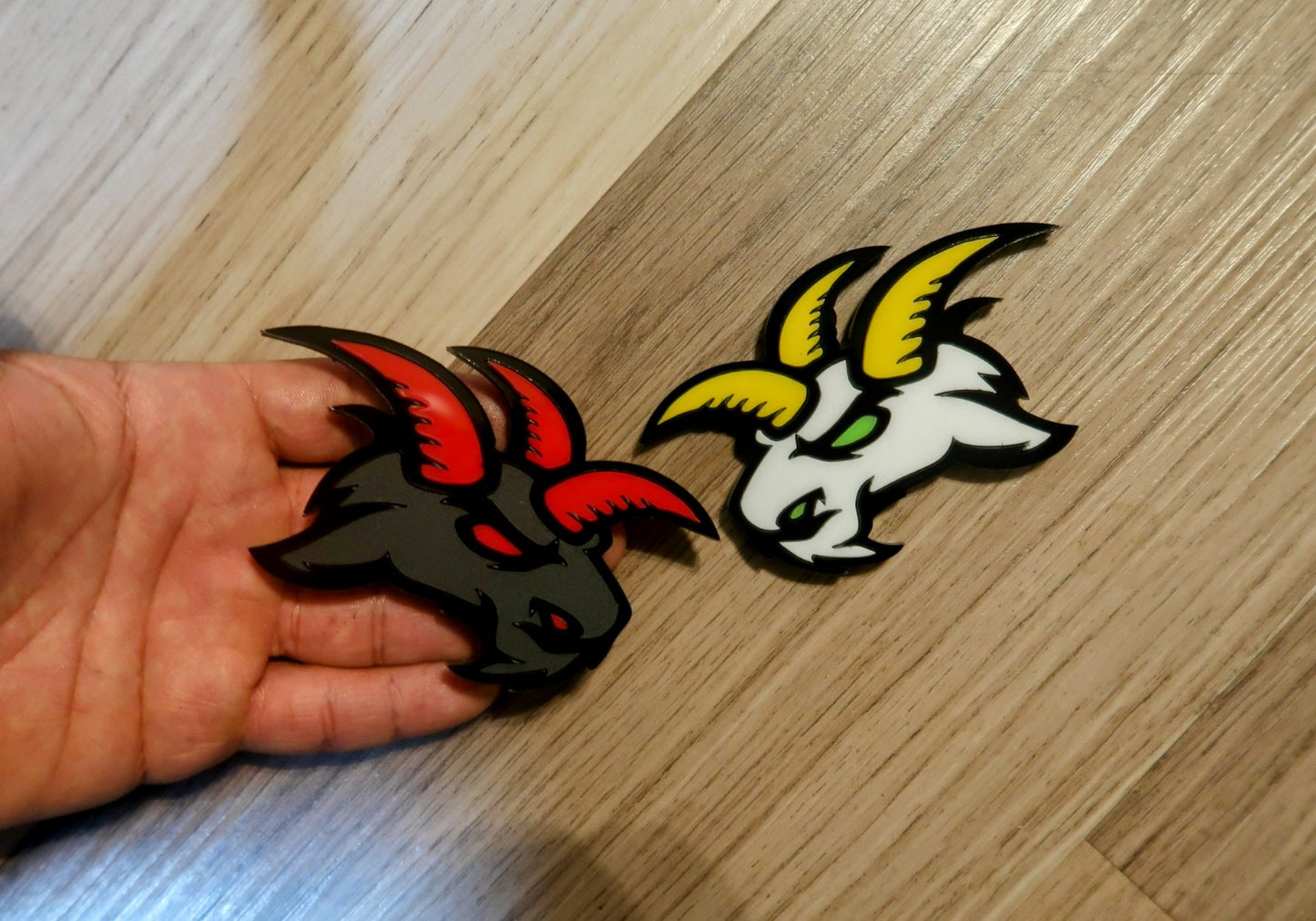 3 horn Goat type 2 badges. Includes 2.