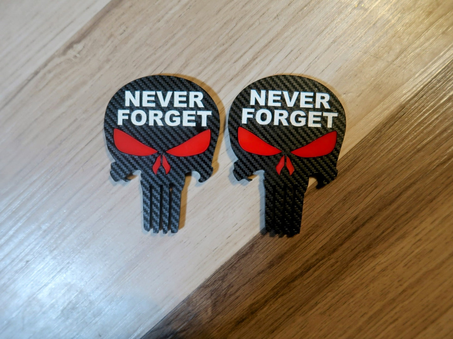 Inspired Punisher car badge. Includes 2.