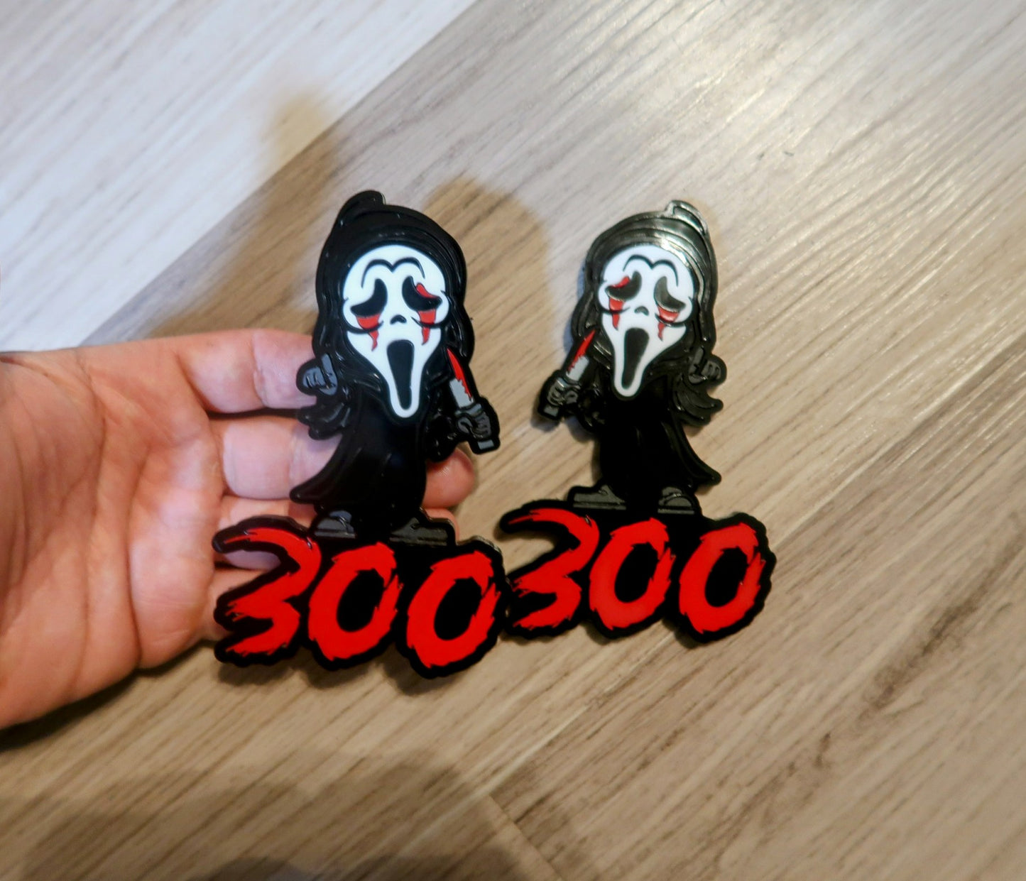 Mini Ghostface fender badges.