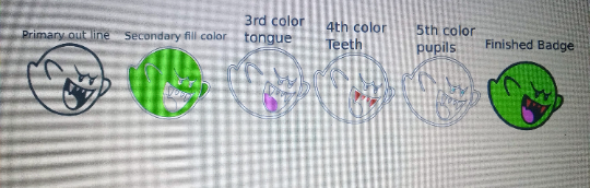 Boo badges x2.