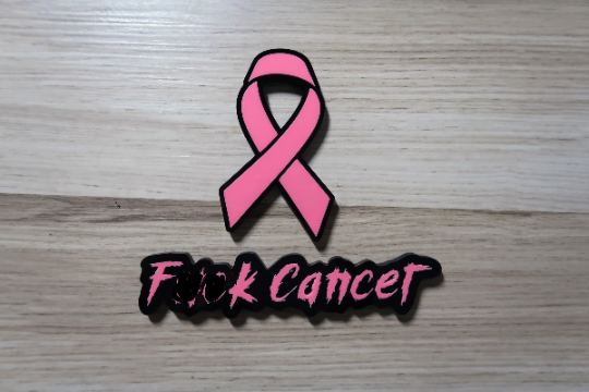 F**k Cancer and ribbon badge