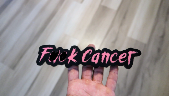 F**k Cancer and ribbon badge
