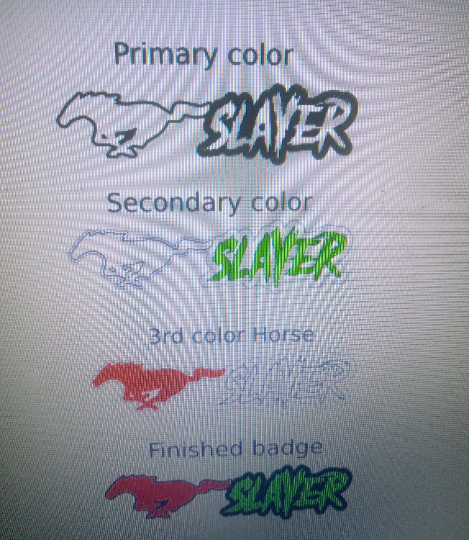 Mustang slayer badge