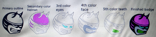 Single 5 color cutomize-able bee head badge.