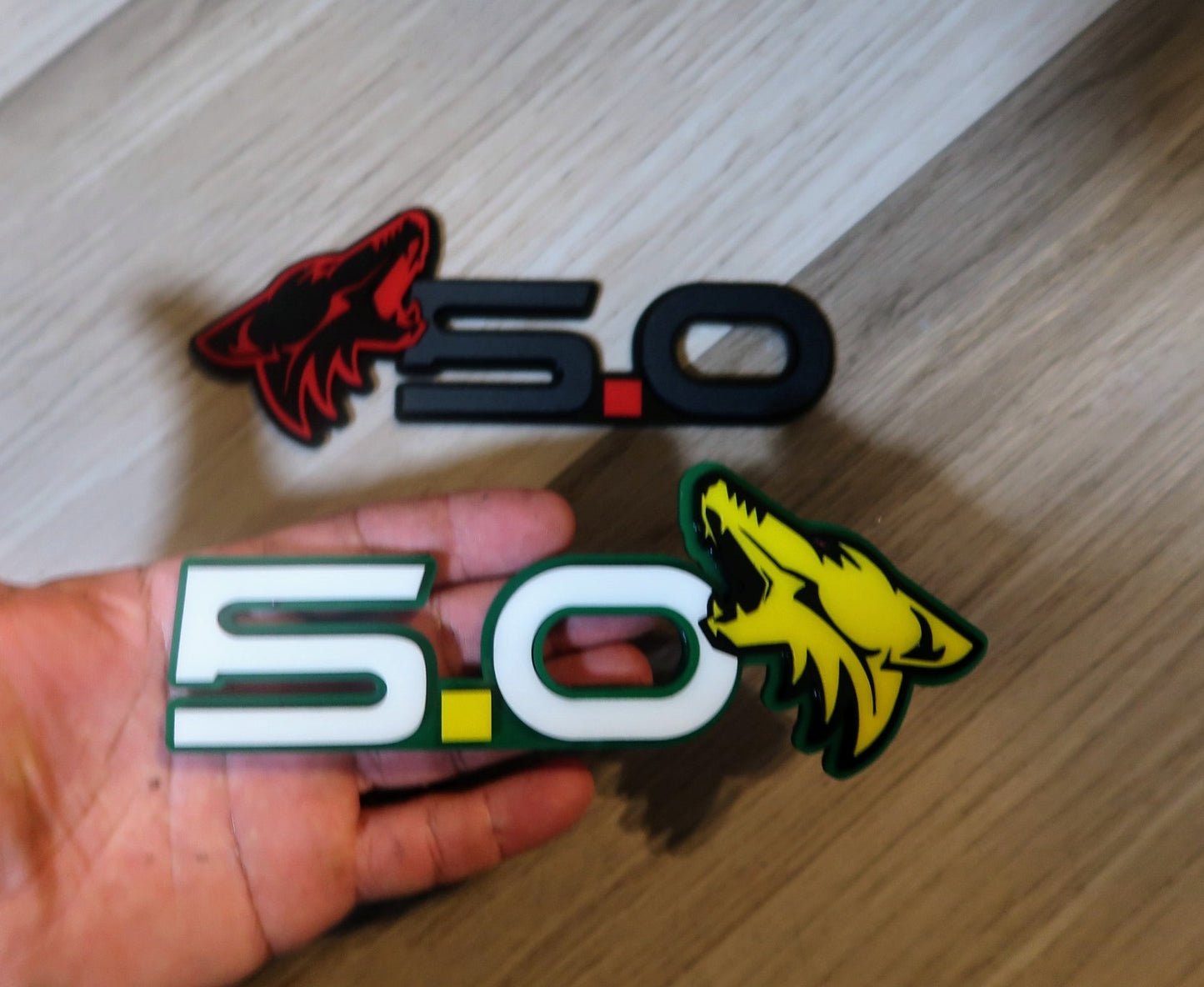 Coyote 5.0 badges. Includes 2.