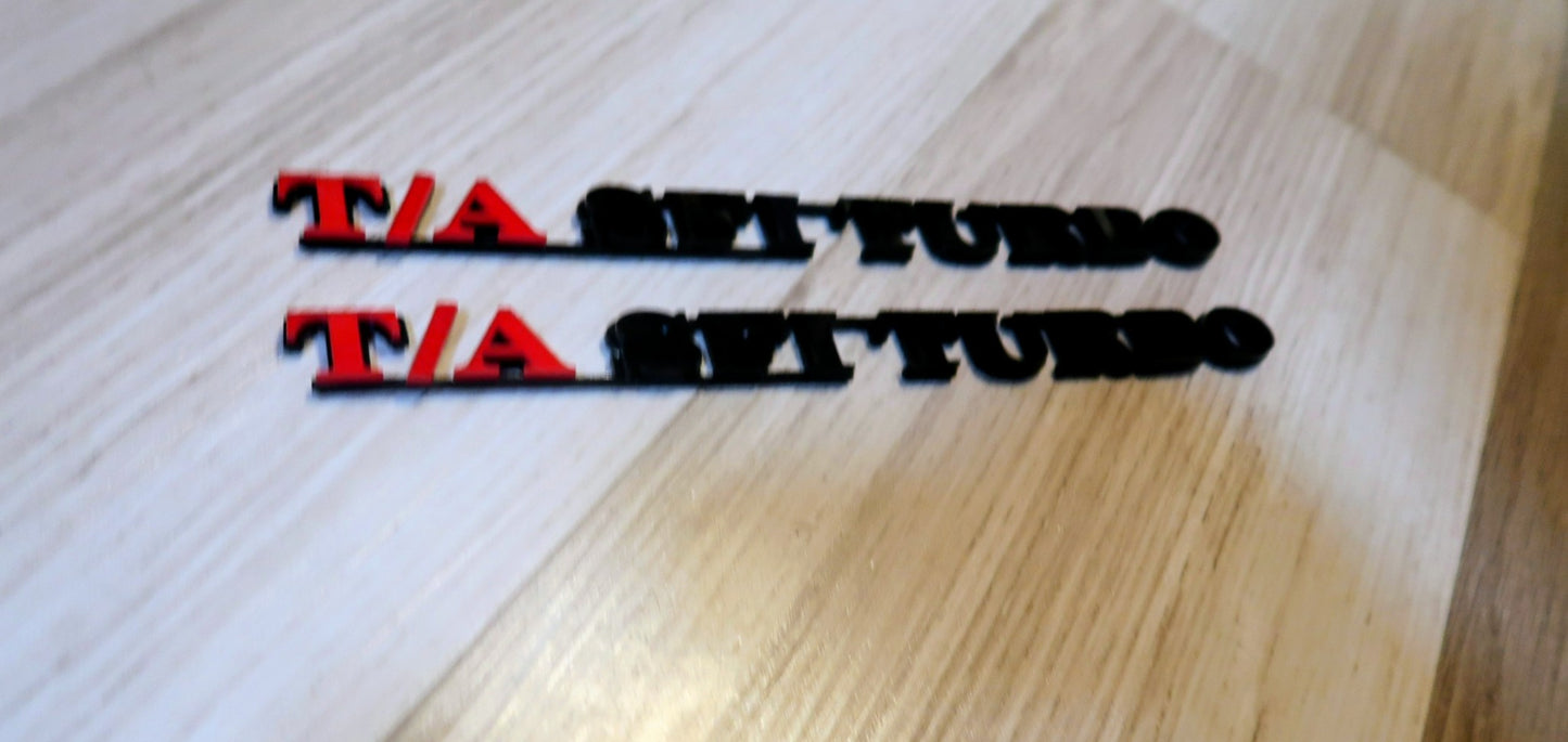 T/A SFI TURBO badges. Includes 2