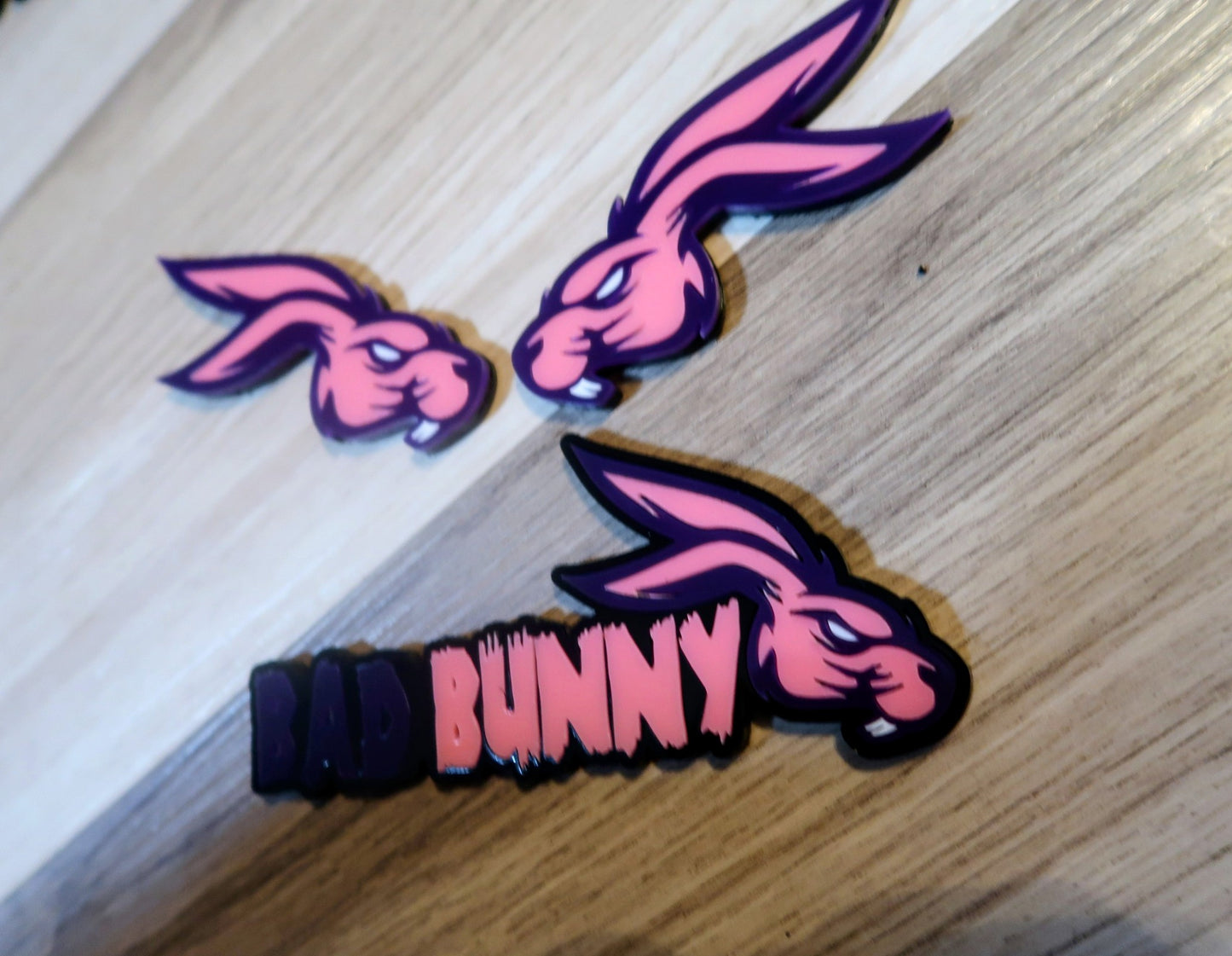 Bad Bunny. Includes 3 badges