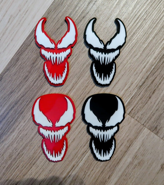 Inspired Carnage and Venom car badges. Includes 2.