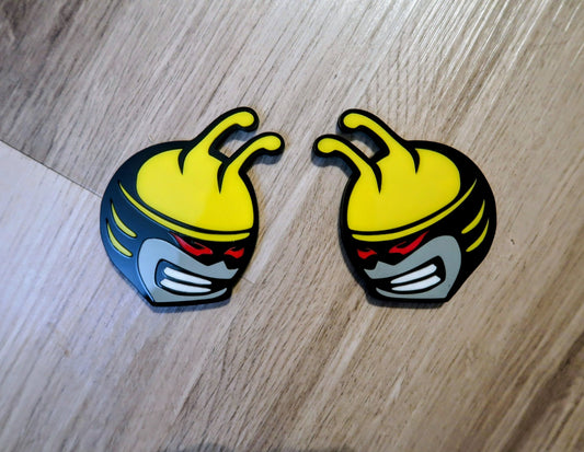 Superbee head car badges, 5 color customize-able. 2 included.