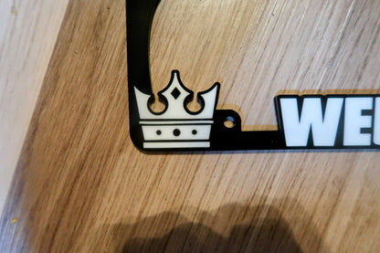 Customized King Crown Plate Frame with your custom text.