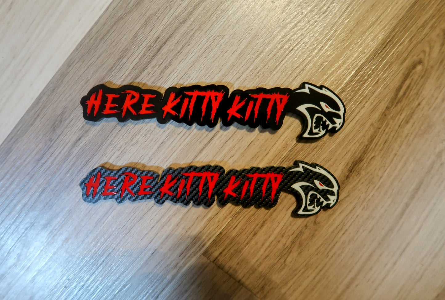 Here Kitty Kitty car badge