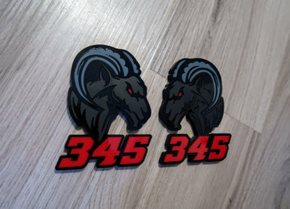 345,392 Agressive Ram Fender badges. Includes 2.