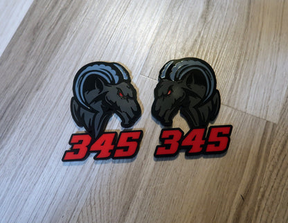 345,392 Agressive Ram Fender badges. Includes 2.