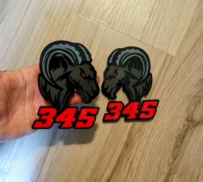 345,392 Agressive Ram Fender badges. Includes 2.