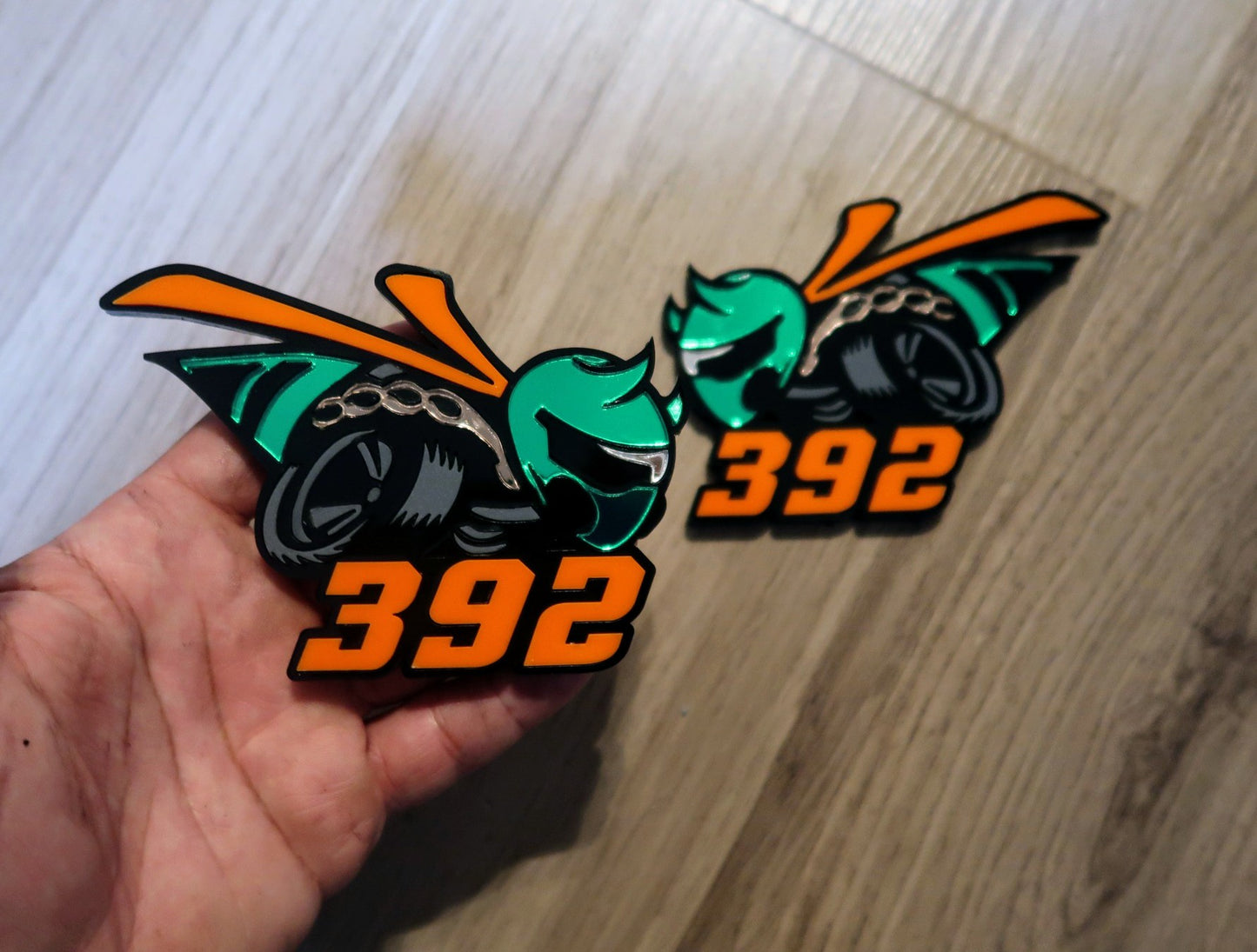 Racing Bee car badges, 392 or 345. Includes 2.