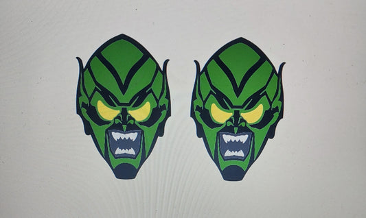 Inspired Green Goblin badges. Includes 2.