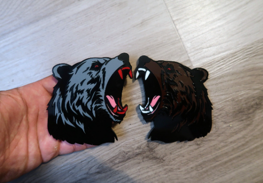 Grizzly Bear car badge. Includes 2.