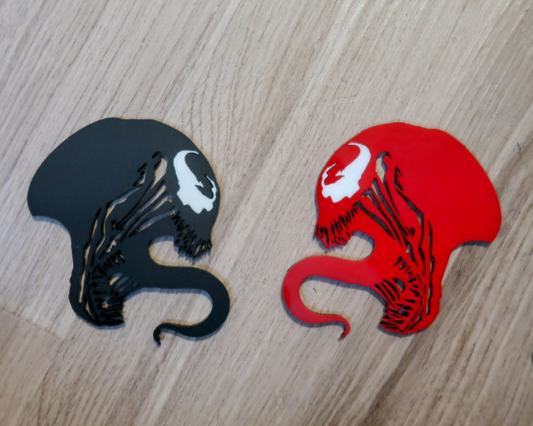 Inspired Carnage and Venom badges. Includes 2.