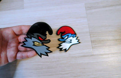 Possessed Papa Smurf badges. Includes 2