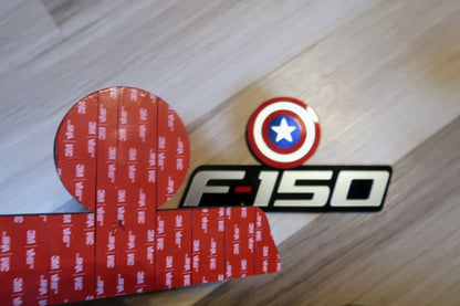 Captain America F-150 badges. Includes 2.
