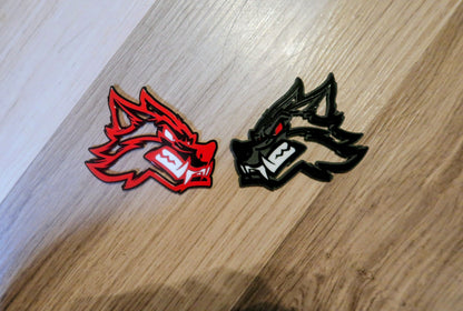 Cartoon Wolf badges. Includes 2