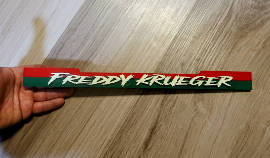 Custom Freddy Krueger badge.