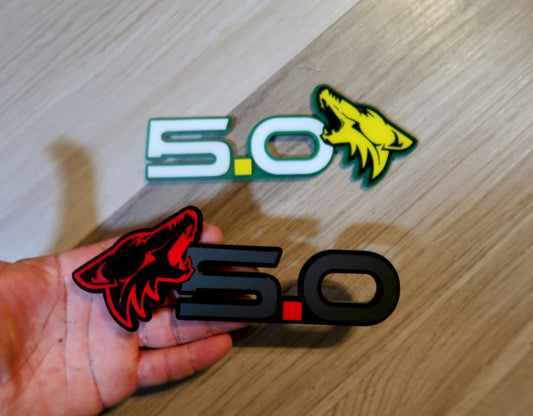 Coyote 5.0 badges. Includes 2.
