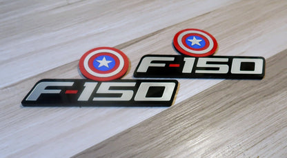 Captain America F-150 badges. Includes 2.