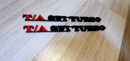 T/A SFI TURBO badges. Includes 2