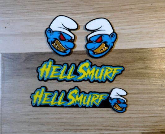 Possessed Smurf badges. Set of 4.