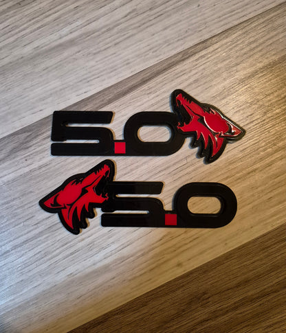 Coyote 5.0 badges. Includes 2.