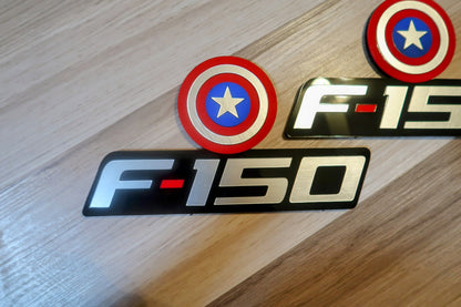 Captain America F-150 badges. Includes 2.