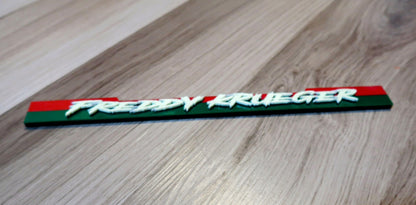 Custom Freddy Krueger badge.