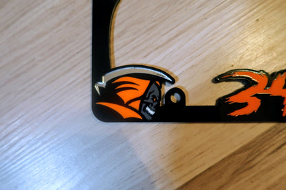 Grim Reaper custom license plate frame.