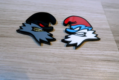 Possessed Papa Smurf badges. Includes 2