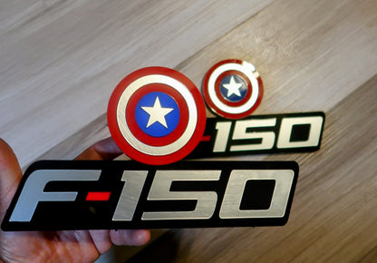 Captain America F-150 badges. Includes 2.