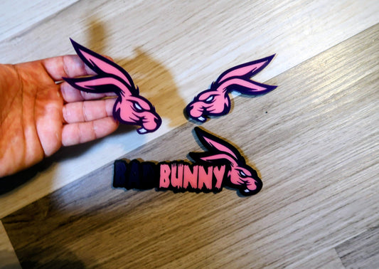 Bad Bunny. Includes 3 badges