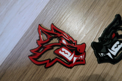 Cartoon Wolf badges. Includes 2