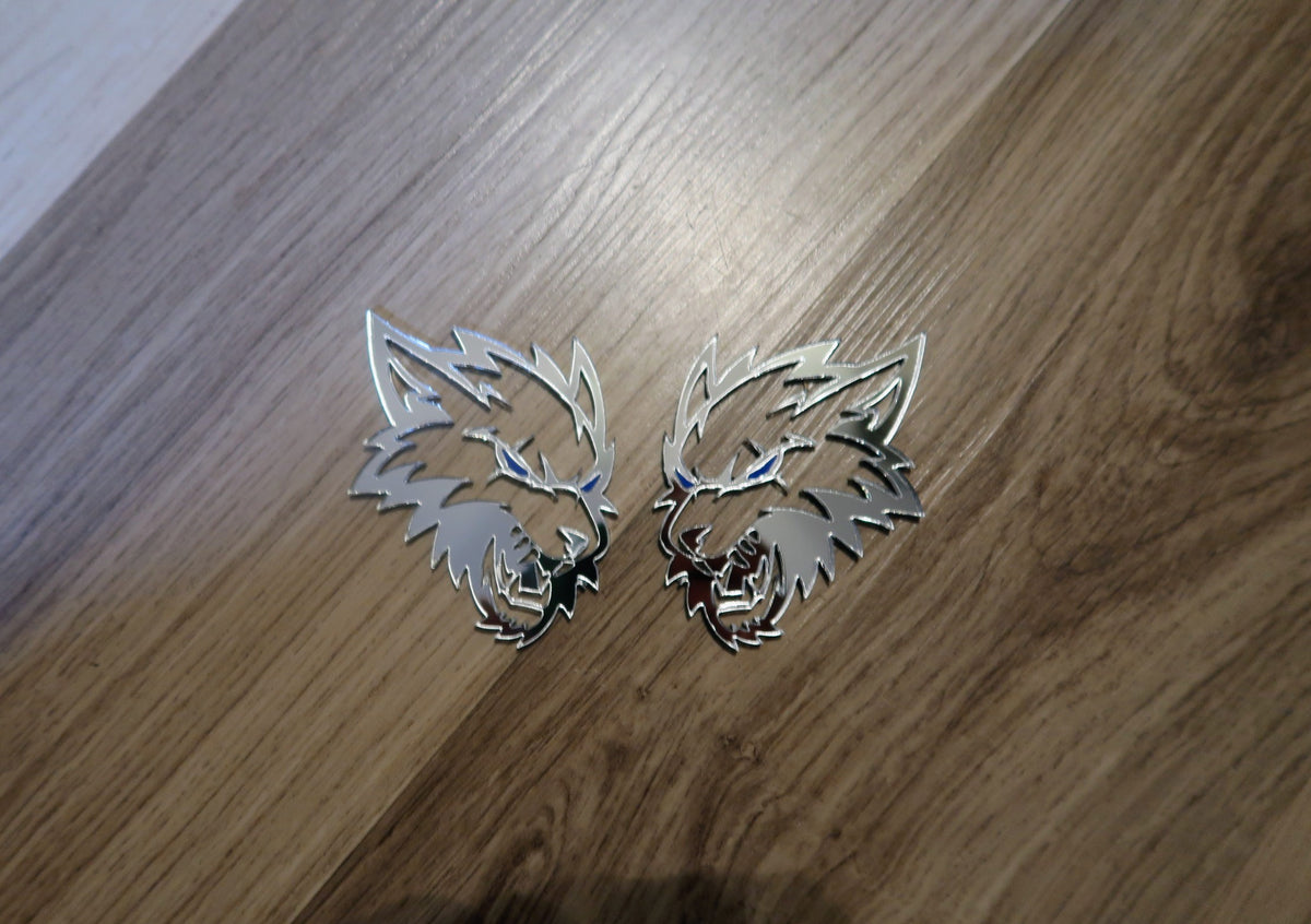 Fox Badges Emblem Blue Eye, 2 Badges, Fender Angry Agressive Fox Badges Emblem Blue Eye, 2 Badges, Fender Angry Agressive