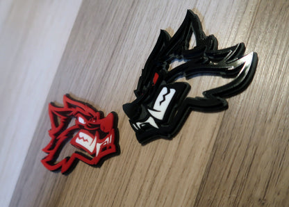 Cartoon Wolf badges. Includes 2