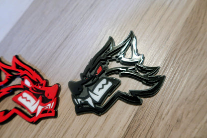 Cartoon Wolf badges. Includes 2
