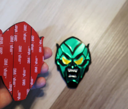Inspired Green Goblin badges. Includes 2.