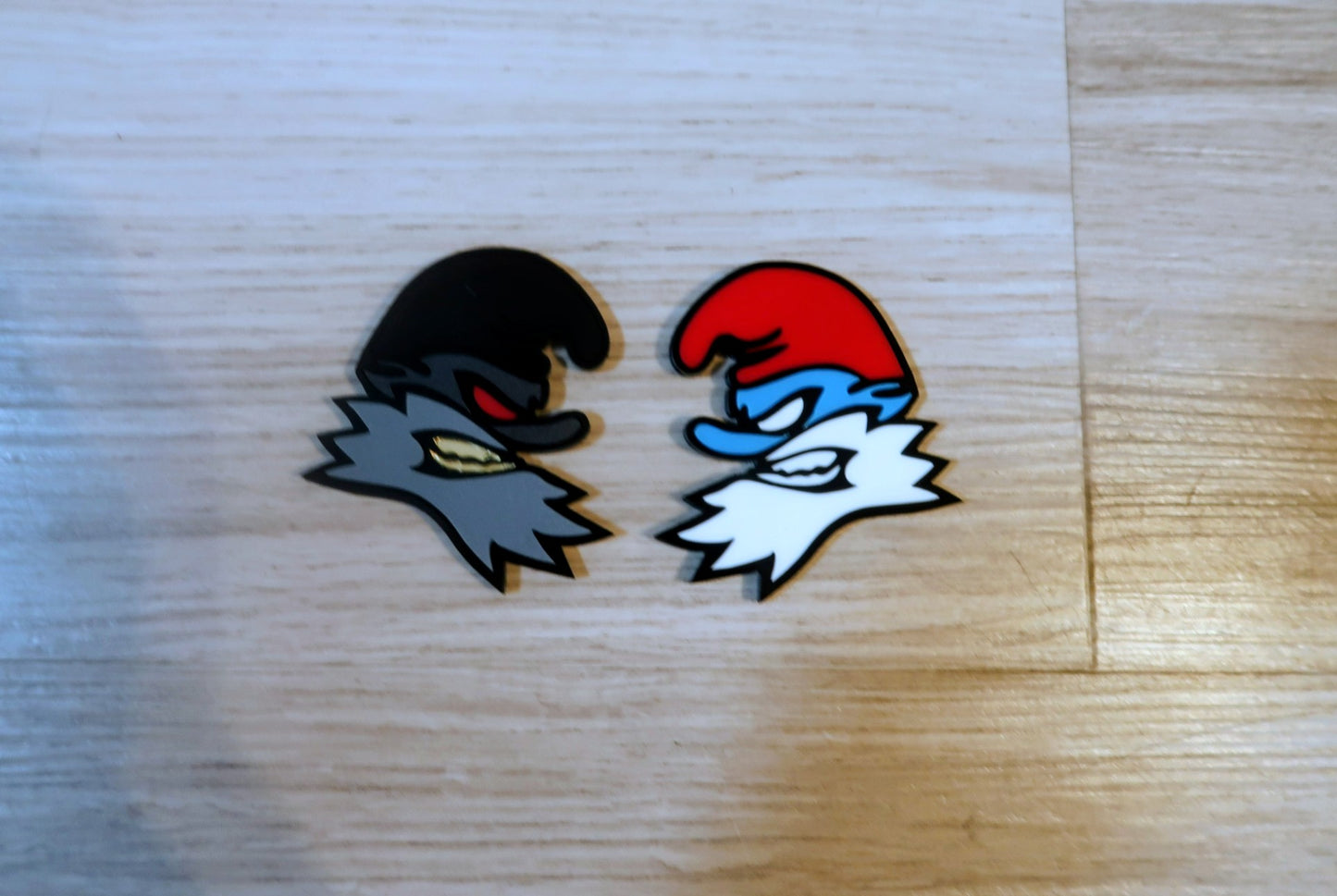 Possessed Papa Smurf badges. Includes 2